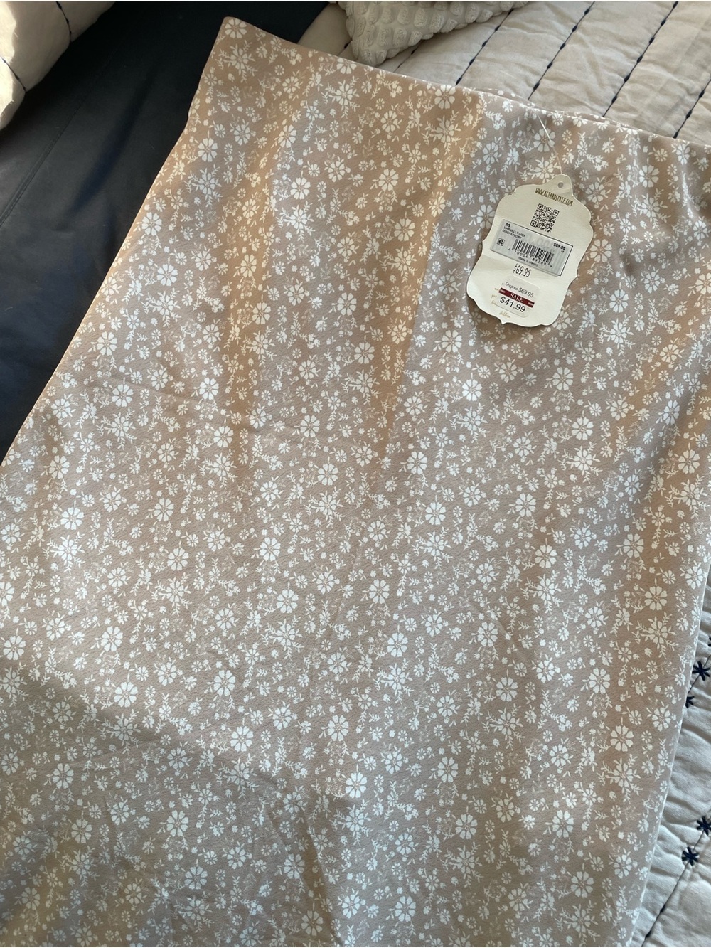 Floral Straight Leg Skirt in Beige